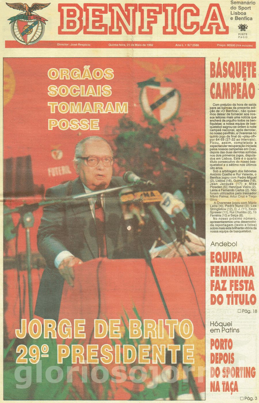 jornal o benfica 2588 1992-05-21